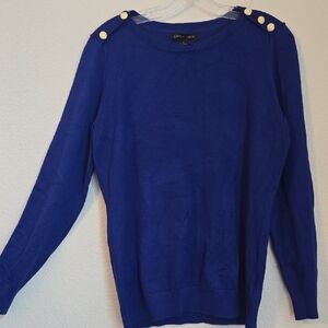 Carolyn Taylor Royal Blue Sweater with Gold Buttons